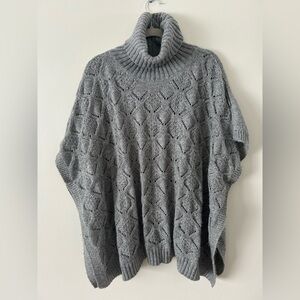 LC Lauren Conrad Grey Cowl Neck Sweater Poncho